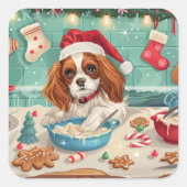 Cavalier King Charles Spaniel kerstgebak Vierkante Sticker (Voorkant)