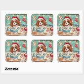 Cavalier King Charles Spaniel kerstgebak Vierkante Sticker (Vel)