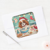 Cavalier King Charles Spaniel kerstgebak Vierkante Sticker (Envelop)