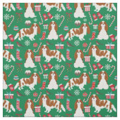 Cavalier King Charles Spaniel kerstgroen Stof (Swatch)
