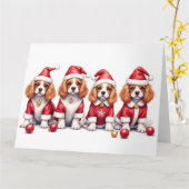 Cavalier King Charles Spaniel Kerstjurk Kaart (Gele Bloem)
