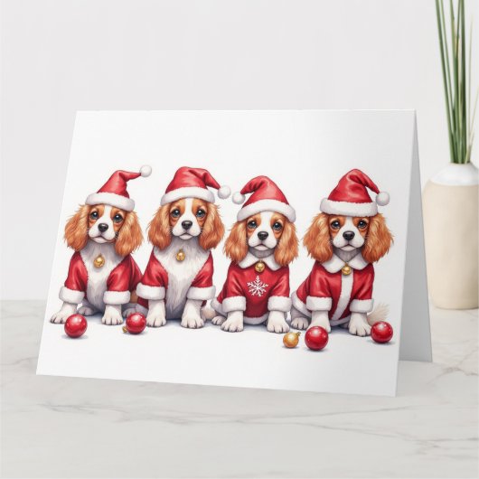 Cavalier King Charles Spaniel Kerstjurk Kaart (Voorkant)
