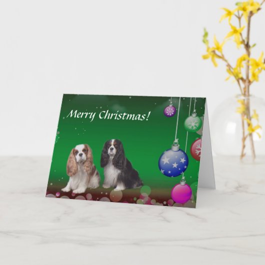Cavalier King Charles Spaniel kerstkaart Kaart (Gele Bloem)