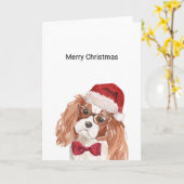 Cavalier King Charles Spaniel kerstkaart Kaart (Gele Bloem)
