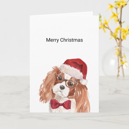Cavalier King Charles Spaniel kerstkaart Kaart (Gele Bloem)