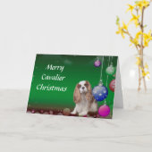 Cavalier King Charles Spaniel kerstkaart Kaart (Gele Bloem)