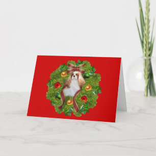 Cavalier King Charles Spaniel Kerstkaart Krans Feestdagen Kaart