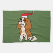 Cavalier King Charles Spaniel kerstkunst Theedoek (Horizontaal)