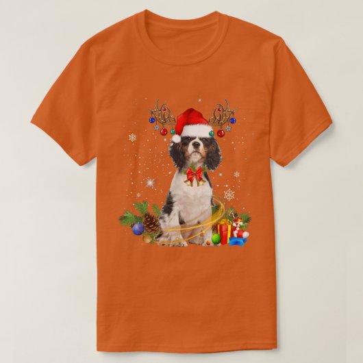 Cavalier King Charles Spaniel kerstlights San T-shirt (Design voorkant)