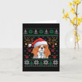 Cavalier King Charles Spaniel Kerstman Horrorsweat Kaart (Gele Bloem)