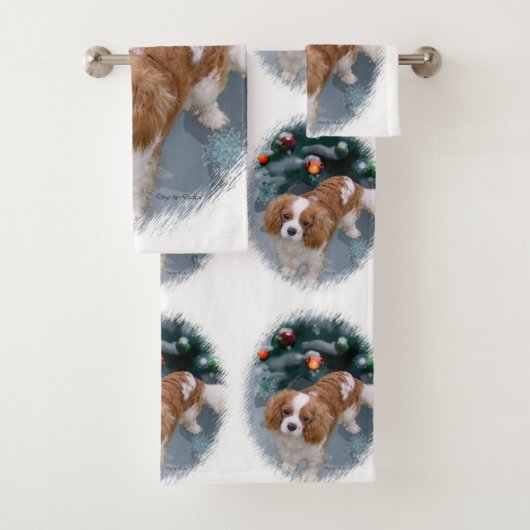 Cavalier King Charles Spaniel Kerstmis Bad Handdoek (Insitu)