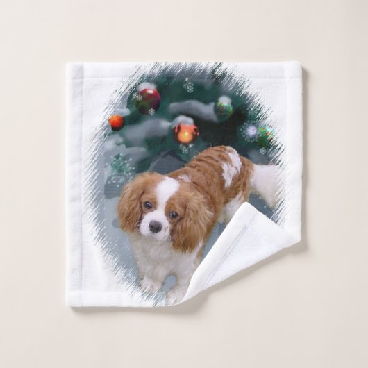 Cavalier King Charles Spaniel Kerstmis Bad Handdoek (Wasdoekje)