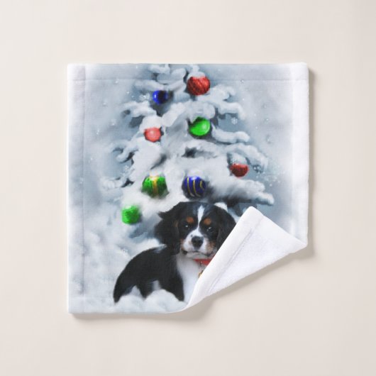 Cavalier King Charles Spaniel Kerstmis Bad Handdoek (Wasdoekje)
