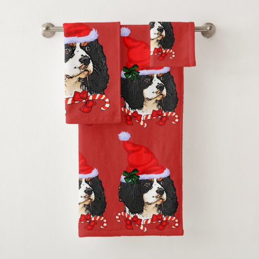 Cavalier King Charles Spaniel Kerstmis Bad Handdoek (Insitu)