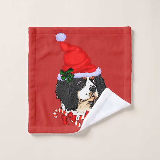 Cavalier King Charles Spaniel Kerstmis Bad Handdoek (Wasdoekje)