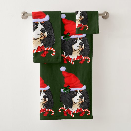 Cavalier King Charles Spaniel Kerstmis Bad Handdoek (Insitu)
