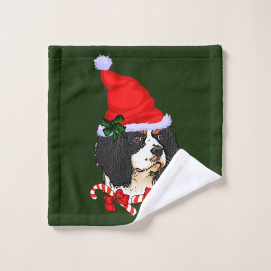 Cavalier King Charles Spaniel Kerstmis Bad Handdoek (Wasdoekje)