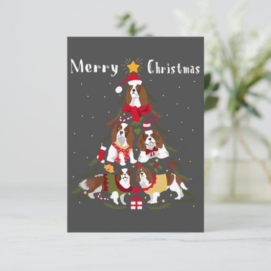 Cavalier King Charles Spaniel kerstmis Bedankkaart (Staand voorkant)