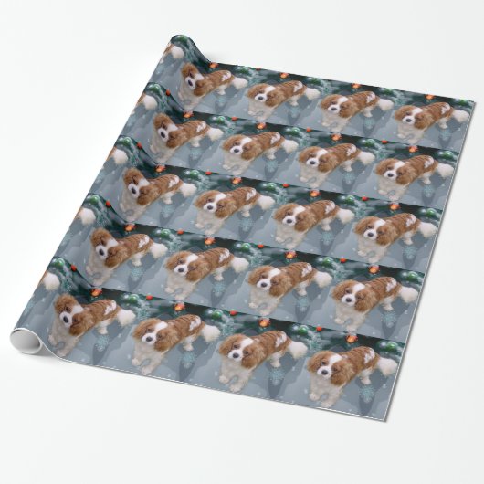 Cavalier King Charles Spaniel Kerstmis Cadeaupapier (Uitgerold)