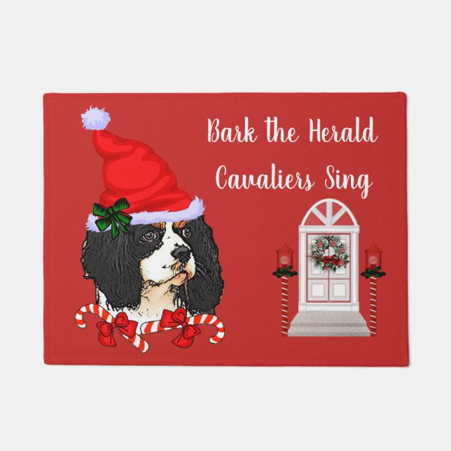 Cavalier King Charles Spaniel Kerstmis Deurmat (Voorkant)