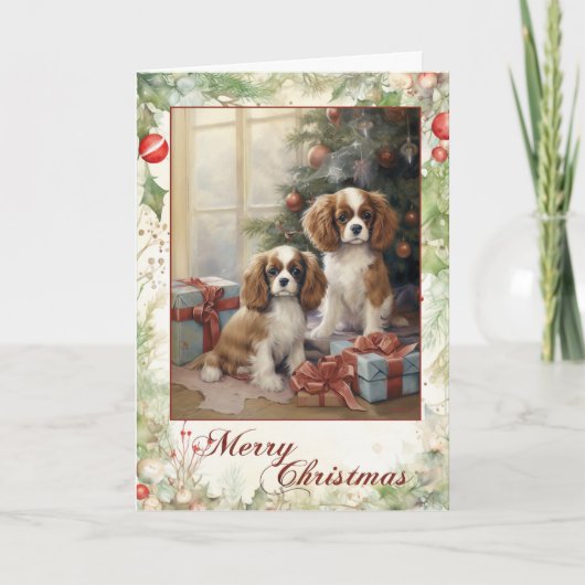 Cavalier King Charles Spaniel Kerstmis Feestdagen Kaart (Voorkant)
