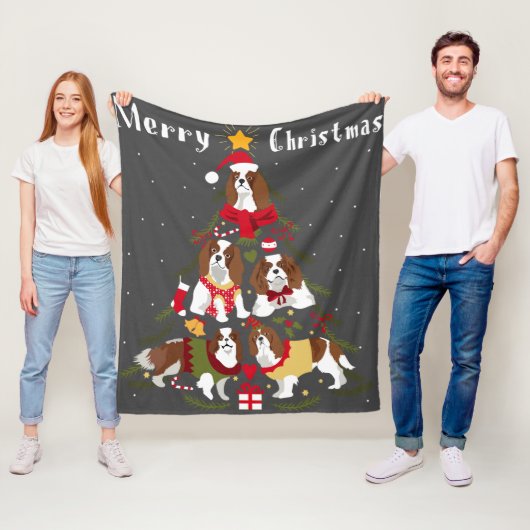 Cavalier King Charles Spaniel kerstmis Fleece Deken (In situ)