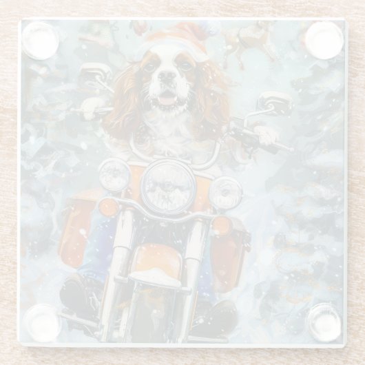 Cavalier King Charles Spaniel Kerstmis Glazen Onderzetter (Achterkant)