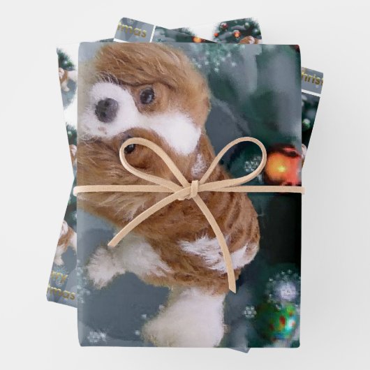 Cavalier King Charles Spaniel Kerstmis Inpakpapier Vel (In situ)