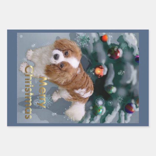 Cavalier King Charles Spaniel Kerstmis Inpakpapier Vel (Voorkant)