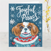Cavalier King Charles Spaniel Kerstmis Kaart (Gele Bloem)
