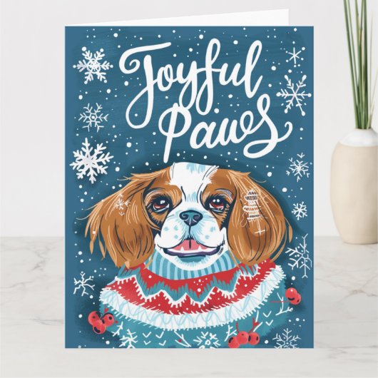 Cavalier King Charles Spaniel Kerstmis Kaart (Voorkant)