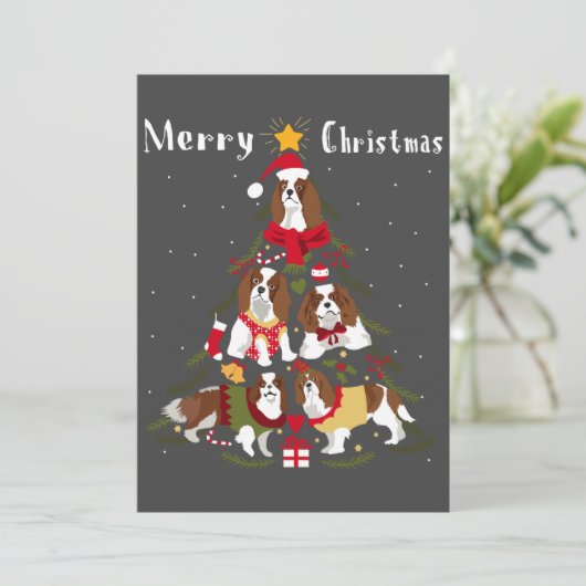 Cavalier King Charles Spaniel kerstmis Kaart (Staand voorkant)