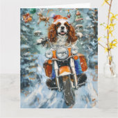 Cavalier King Charles Spaniel Kerstmis Kaart (Gele Bloem)