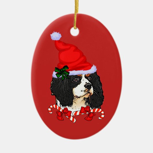 Cavalier King Charles Spaniel Kerstmis Keramisch Ornament (Voorkant)