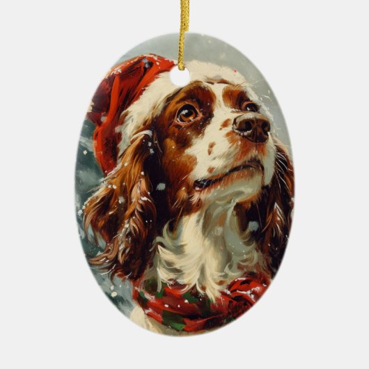 Cavalier King Charles Spaniel Kerstmis Keramisch Ornament (Voorkant)