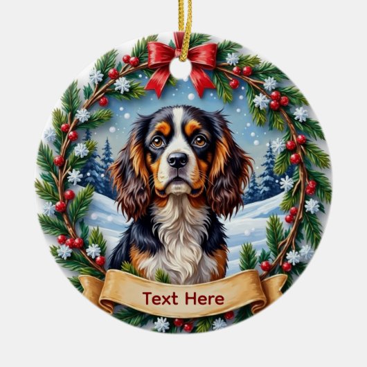 Cavalier King Charles Spaniel Kerstmis Keramisch Ornament (Voorkant)