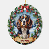 Cavalier King Charles Spaniel Kerstmis Keramisch Ornament (Links)