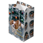 Cavalier King Charles Spaniel Kerstmis Medium Cadeauzakje (Voorkant Gekanteld)