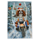 Cavalier King Charles Spaniel Kerstmis Medium Cadeauzakje (Voorkant)