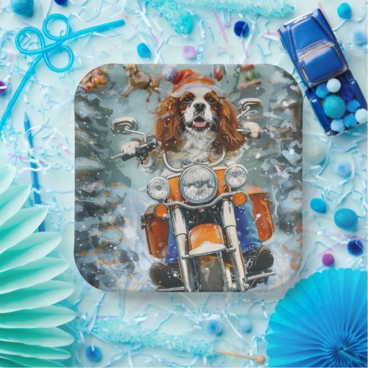 Cavalier King Charles Spaniel Kerstmis Papieren Bordje (Feest)