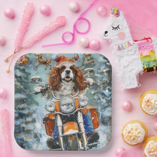 Cavalier King Charles Spaniel Kerstmis Papieren Bordje (Feest)