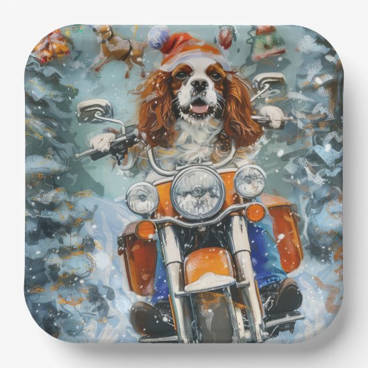 Cavalier King Charles Spaniel Kerstmis Papieren Bordje (Voorkant)
