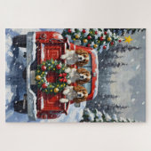 Cavalier King Charles Spaniel Kerstmis Rode Truck Legpuzzel (Horizontaal)