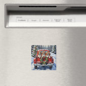 Cavalier King Charles Spaniel Kerstmis Rode Truck Magneet (Insitu (Vaatwasser))