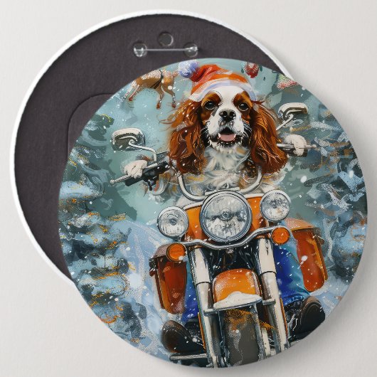 Cavalier King Charles Spaniel Kerstmis Ronde Button 6,0 Cm (Voorkant /achterkant)