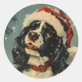 Cavalier King Charles Spaniel Kerstmis Ronde Sticker (Voorkant)