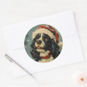 Cavalier King Charles Spaniel Kerstmis Ronde Sticker (Envelop)