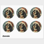 Cavalier King Charles Spaniel Kerstmis Ronde Sticker (Vel)