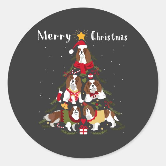 Cavalier King Charles Spaniel kerstmis Ronde Sticker (Voorkant)