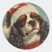 Cavalier King Charles Spaniel Kerstmis Ronde Sticker (Voorkant)